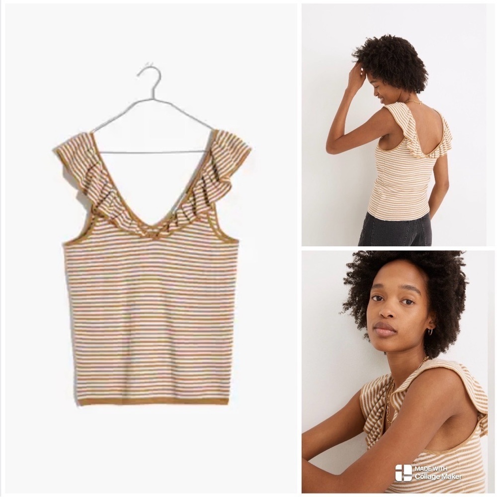 Madewell NWT Belhaven Ruffle merino wool blend Sweater Tank